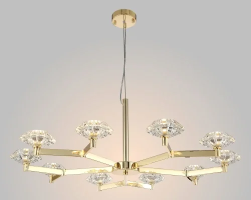 Люстра подвесная REBECA SP10 GOLD Crystal Lux прозрачная на 10 ламп, основание золотое в стиле современный фото 2